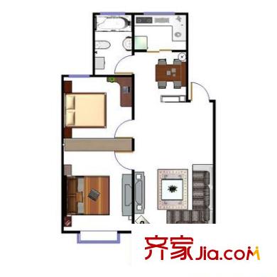凱立天香水畔戶型圖戶型圖 2室2廳2衛(wèi)1廚