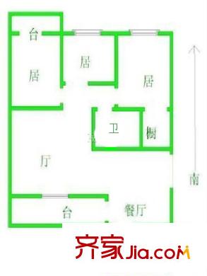 凱立花園戶型圖戶型圖 3室2廳1衛(wèi)1廚