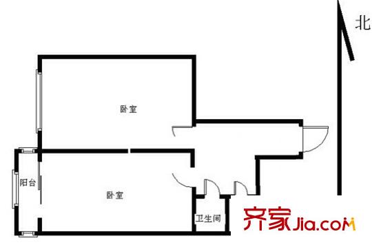 西樓北里 2室 戶型圖