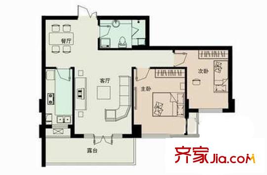 新城小區(qū)戶型圖戶型圖 2室2廳1衛(wèi)1廚