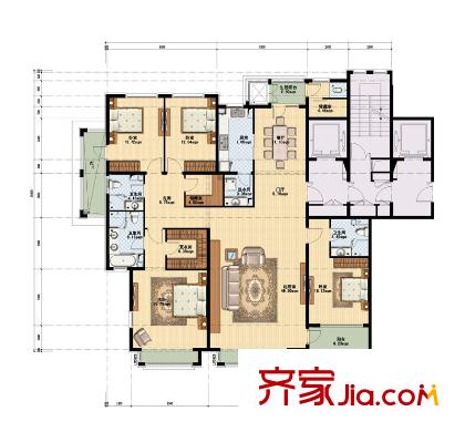 星遠(yuǎn)壹號(hào)公館3#-10#A4戶型 4室3廳3衛(wèi)1廚