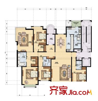 星遠(yuǎn)壹號(hào)公館1#A2戶型 5室3廳3衛(wèi)1廚