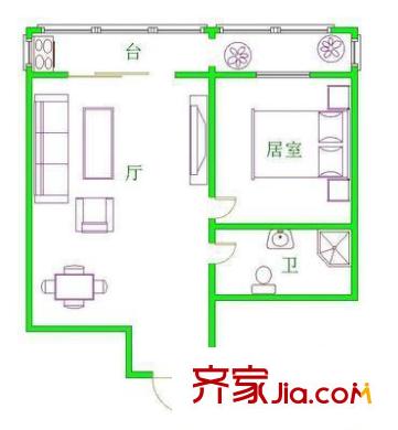 金波里戶型圖戶型圖 1室1廳1衛(wèi)1廚
