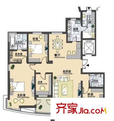 書(shū)香園戶(hù)型圖戶(hù)型圖 4室2廳2衛(wèi)1廚