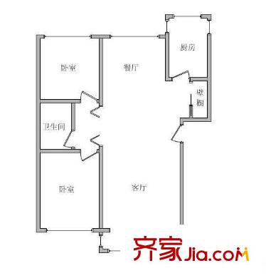 地華里戶型圖 戶型圖 2室1廳1衛(wèi)1廚