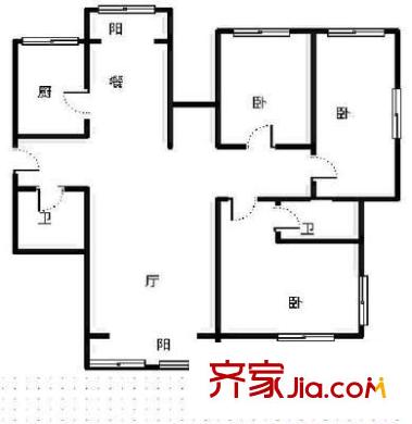 凱立天香家園戶型圖戶型圖 3室2廳2衛(wèi)1廚