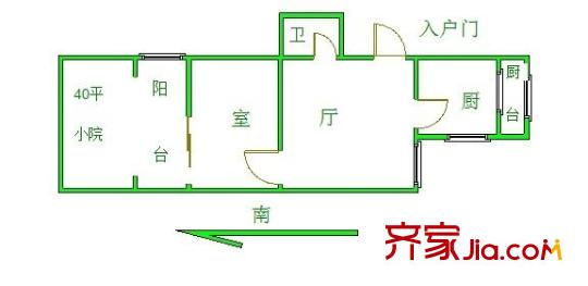 水木天成聞濤園 1室 戶型圖