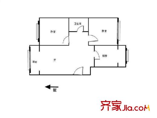 水木天成聞濤園戶型圖戶型圖 2室1廳1衛(wèi)1廚
