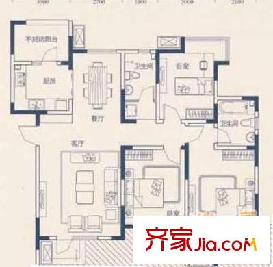 藍(lán)水園戶型圖戶型圖 3室2廳2衛(wèi)1廚