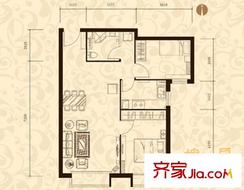 藍(lán)水園戶型圖戶型圖 2室2廳1衛(wèi)1廚