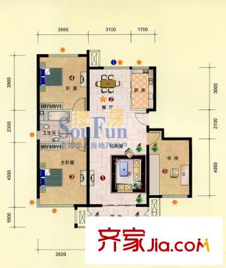 鼎盛新城6/9/12/13號(hào)樓K戶型 3室2廳1衛(wèi)1廚