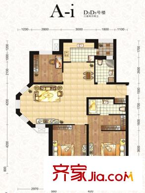 南湖金地D3#、D5#樓標準層A-i戶型 3室2廳2衛(wèi)1廚
