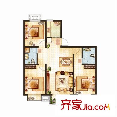 大悅新城105/106#樓標(biāo)準(zhǔn)層1E戶型 3室2廳2衛(wèi)1廚