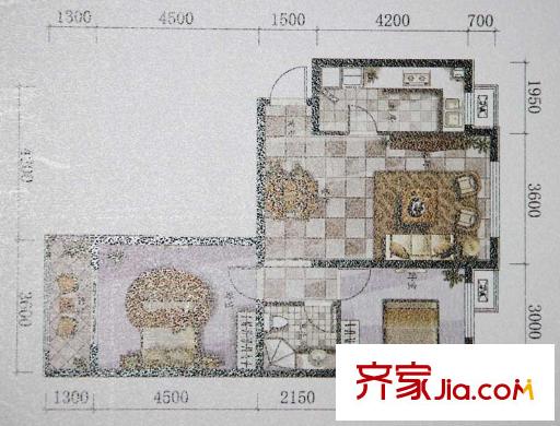 昱海瀾灣CD區(qū)A戶型 2室2廳1衛(wèi)1廚