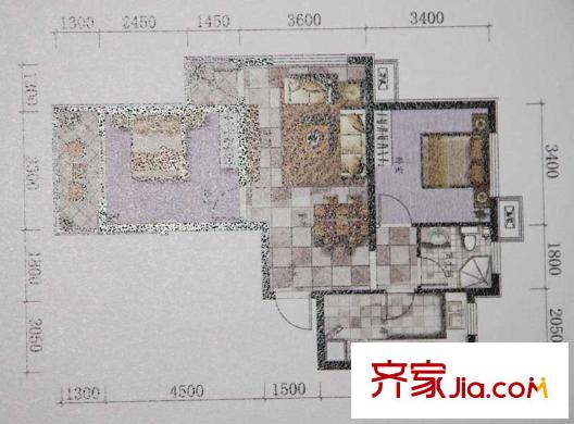 昱海瀾灣CD區(qū)C戶型 2室2廳1衛(wèi)1廚