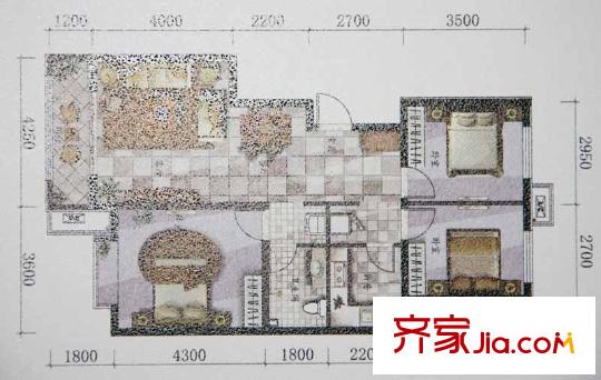 昱海瀾灣CD區(qū)G戶型 3室2廳1衛(wèi)1廚