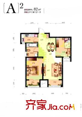 水岸東方一期10#樓標(biāo)準(zhǔn)層A2戶型 2室2廳1衛(wèi)1廚