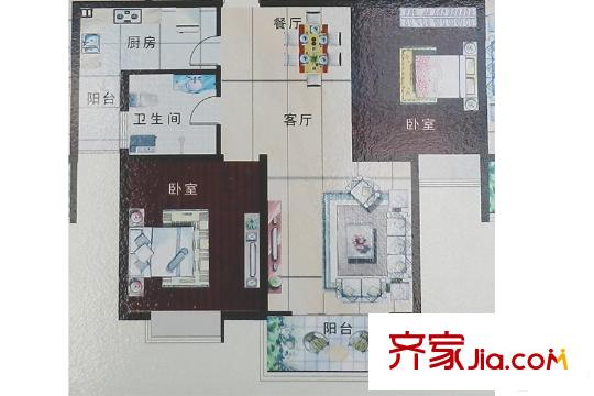 依水名園5號樓F戶型 2室2廳1衛(wèi)1廚