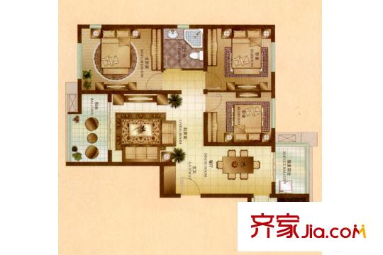 世紀(jì)瑞庭一期402/406/407301/304#樓標(biāo)準(zhǔn)層C3戶型 3室2廳2衛(wèi)1廚
