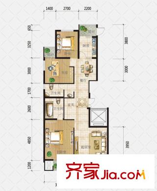 盛和觀邸別墅戶(hù)型圖C1戶(hù)型 3室2廳2衛(wèi)1廚