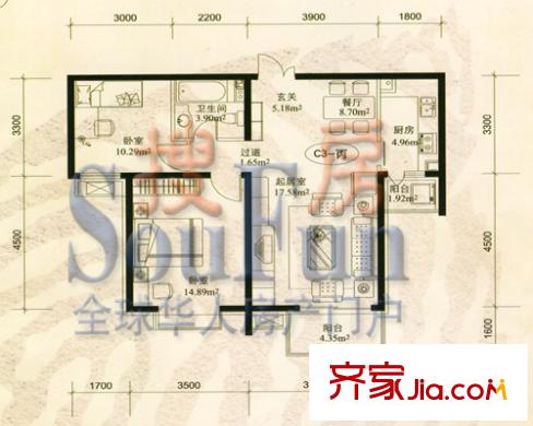 尚座戶型圖2室2廳1衛(wèi)1廚