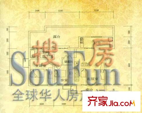 尚座戶型圖2室1廳1衛(wèi)1廚