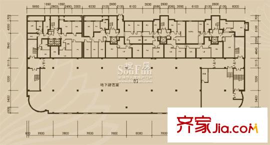 景泰翰林302#C7戶型地下室二層平面 