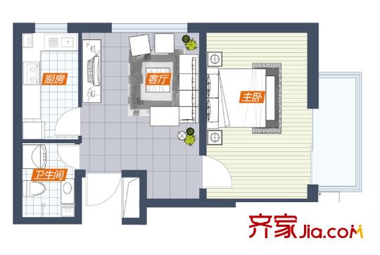 榮泰尚都S2戶型（售罄） 1室1廳1衛(wèi)1廚