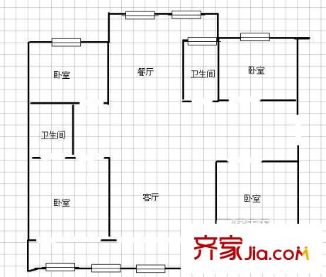 天元花園戶型圖四居室 4室2廳2衛(wèi)1廚