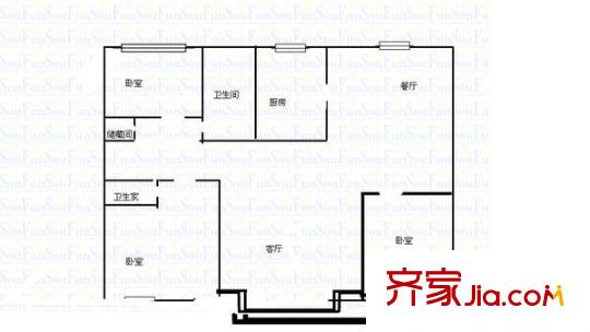 天元駿景 3室 戶型圖