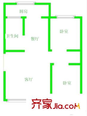福樂園戶型圖2居室 2室2廳1衛(wèi)1廚