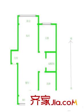 福樂園戶型圖2居室 2室2廳1衛(wèi)1廚