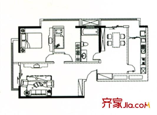 宏揚(yáng)香木林戶型圖二期A5 2室2廳1衛(wèi)1廚