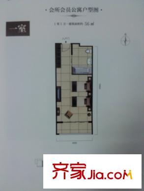 頤合莊園一室戶型56平米 1室1廳