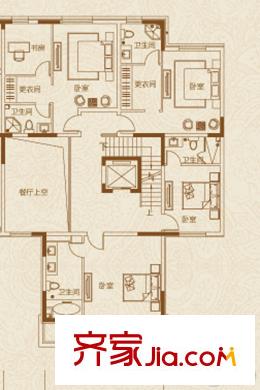 唐門一品雙拼B4戶型地上二層507平米 8室3廳3衛(wèi)1廚