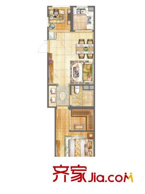 中南唐山灣洋房1#、5#樓標(biāo)準(zhǔn)層D戶型 1室1廳1衛(wèi)1廚