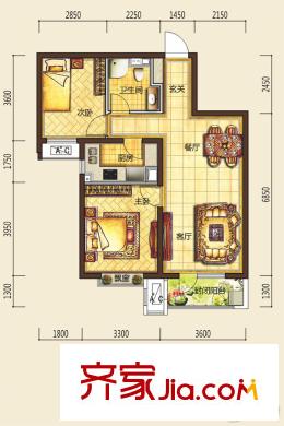潤達萬科金域藍灣二期307# 308#樓標(biāo)準(zhǔn)層D戶型 2室2廳1衛(wèi)1廚