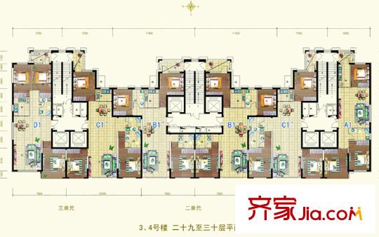 尚誠國際3#-4#樓29-30層反面戶型 