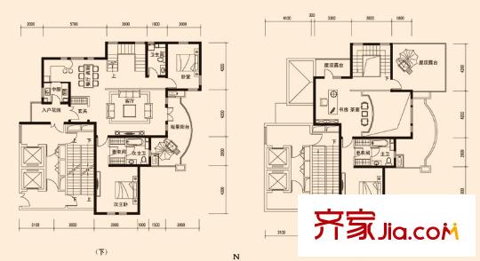 金岸紅堡躍層F2-2戶(hù)型 3室3廳3衛(wèi)1廚