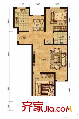 金色璽園1#樓標(biāo)準(zhǔn)層C戶型 2室2廳1衛(wèi)1廚