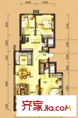 萬(wàn)科新里程6#樓標(biāo)準(zhǔn)層L戶型 3室2廳2衛(wèi)1廚