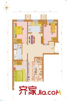 萬(wàn)科新里程5#樓標(biāo)準(zhǔn)層E戶型 3室2廳1衛(wèi)1廚