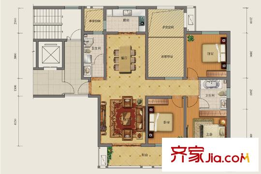 勒泰城1#9#樓標(biāo)準(zhǔn)層B戶型 3室2廳1衛(wèi)1廚