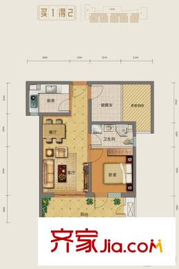 勒泰城5#樓標準層I戶型 2室1廳1衛(wèi)1廚