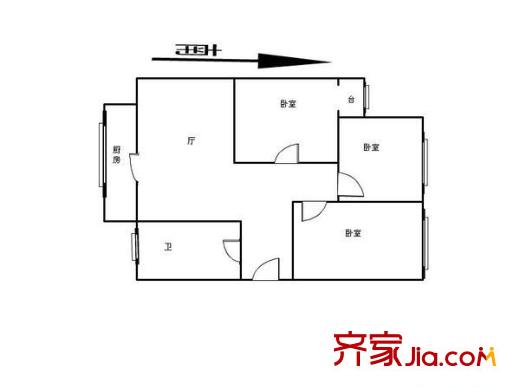 仁愛花園戶型圖戶型圖 3室1廳1衛(wèi)1廚
