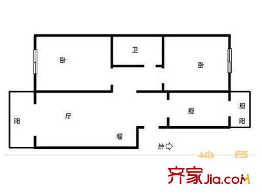 新都花園戶型圖戶型圖 2室2廳1衛(wèi)1廚
