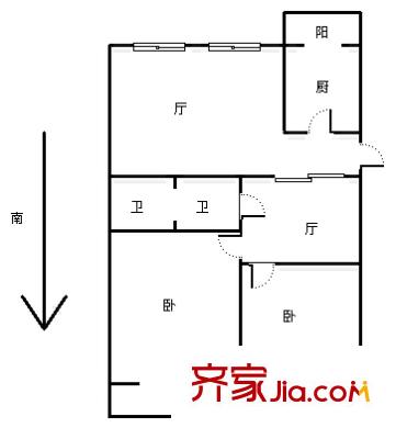 富裕廣場(chǎng)戶型圖戶型圖 2室1廳1衛(wèi)1廚