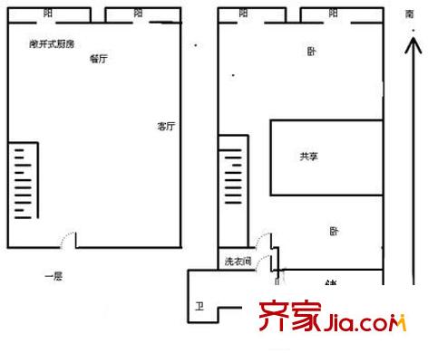 富裕廣場戶型圖戶型圖 2室2廳1衛(wèi)1廚