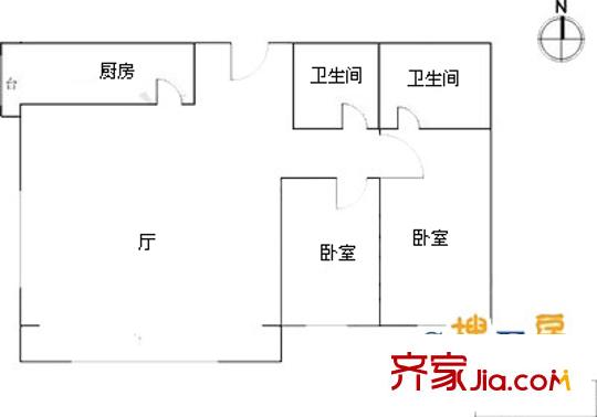 天越園戶型圖戶型圖 2室1廳2衛(wèi)1廚