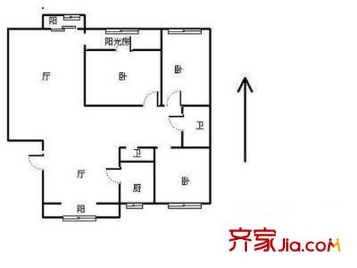 半島豪庭戶型圖戶型圖 3室2廳2衛(wèi)1廚